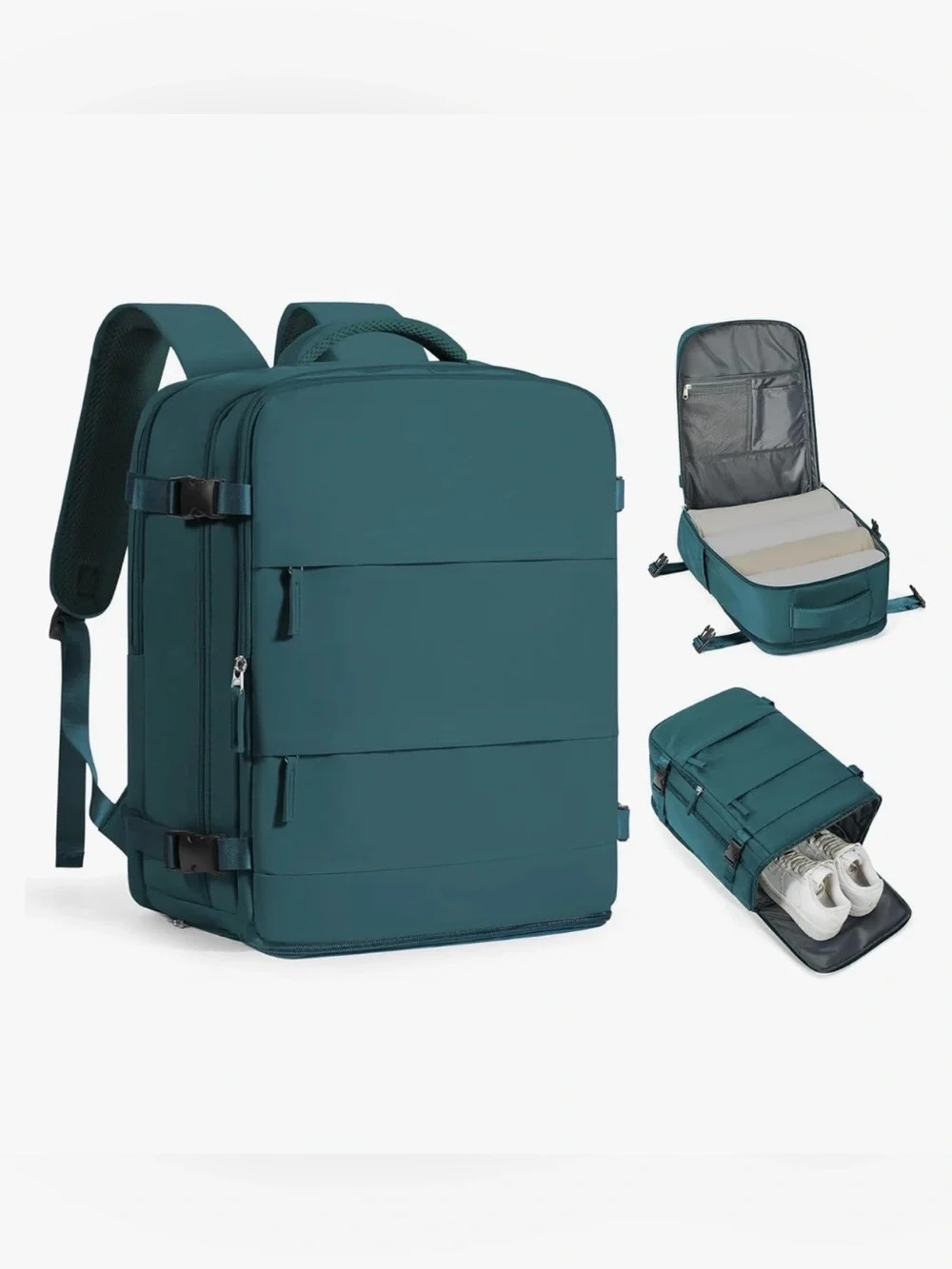 Teal XL Carry On Travel Backpack 15.6” Laptop Shoe Compartment
